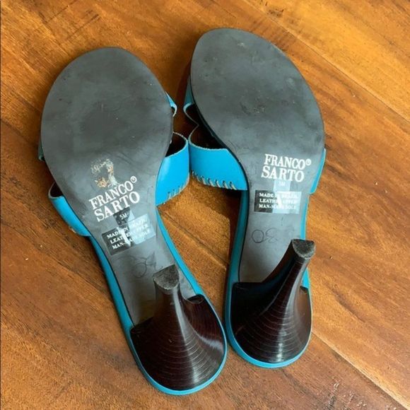 Franco Sarto Teal Studded Slide Heels - Picture 8 of 8